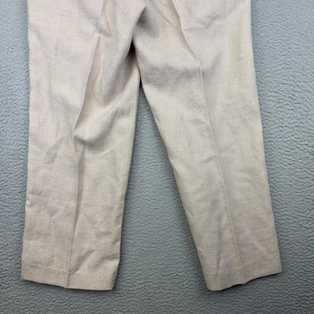 Orvis Pants Mens 36x28 Beige 100% Linen Pleated Dress Trousers Classic Fit